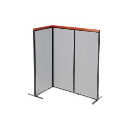 Interion    Deluxe Freestanding 3-Panel Corner Room Divider, 24-1/4W X 61-1/2H Panels, Gray